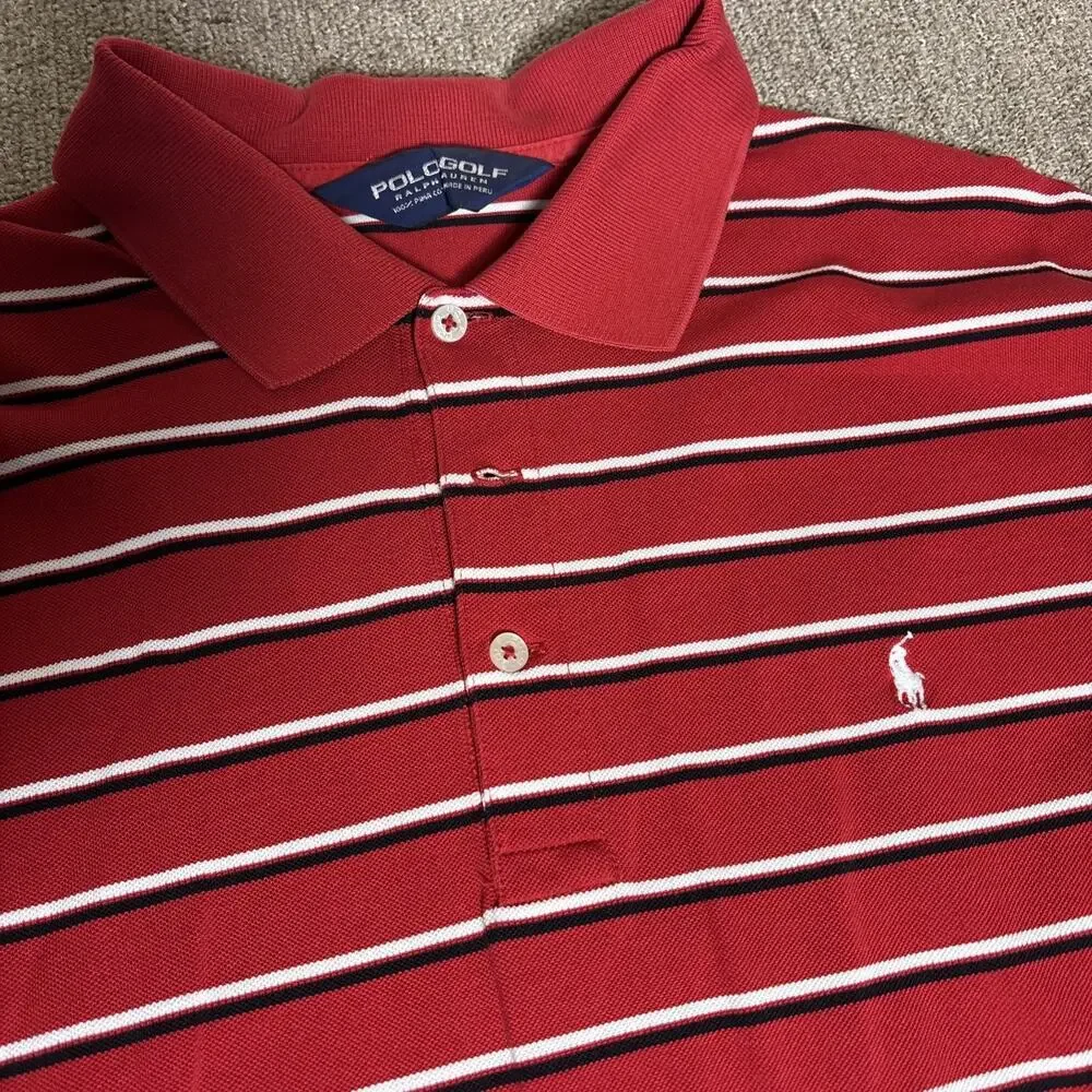 Polo Ralph Lauren Polo Golf Men’s Short Sleeve Short Striped Large Red Clean